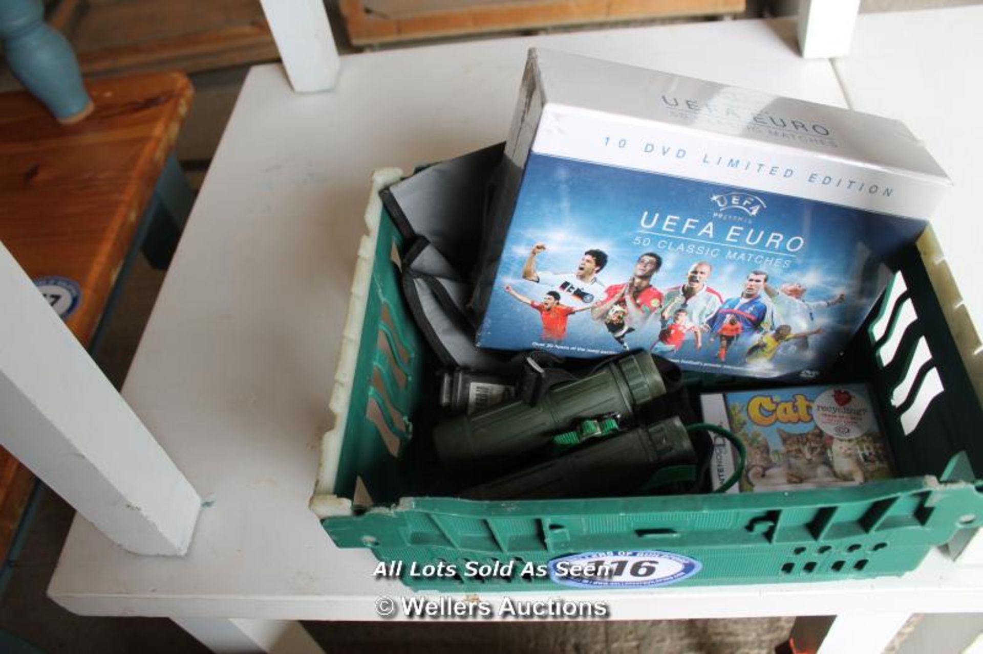 BOX OF SUNDRIES INC NINTENDO DS GAME AND UEFA EURO 10 DVD LIMITED EDITION ETC