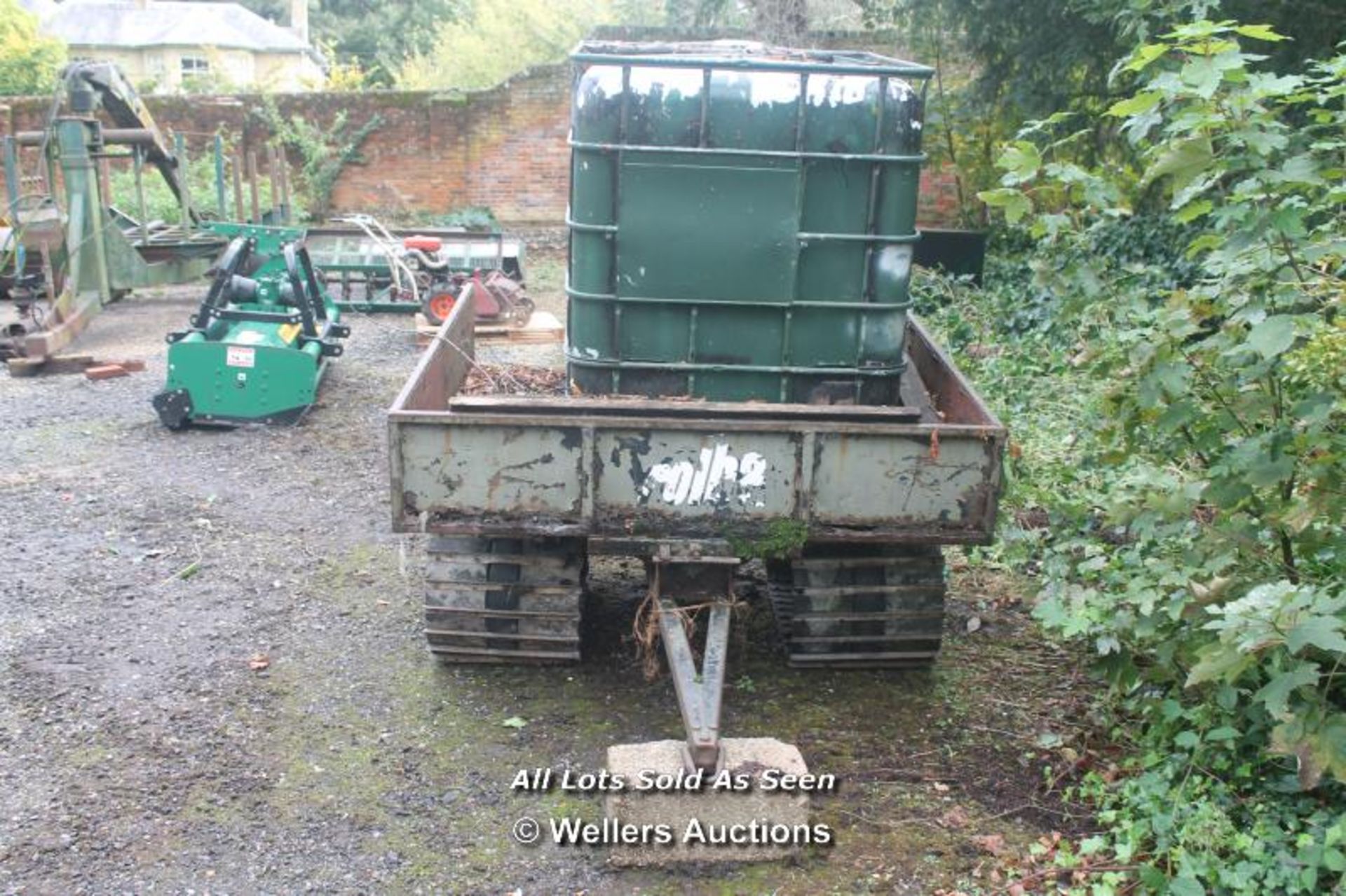 ROLBA MILITARY STYLE TRAILER ON TRACKS WITH IBC CONTAINER - APPROX 5 FT X 5 FT - Image 2 of 2