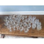 A suite of Victorian faceted champagne, wine, hock glasses etc
