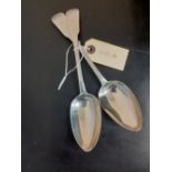 A pair of Georgian Scottish Silver serving spoons Edinburgh 4oz