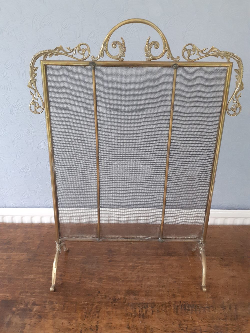 A Victorian brass fire screen