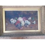 Mary Ensor still life of flowers signed oil on board in a gilt frame