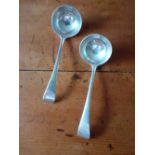 A Pair of Silver sauce Ladles old English monogrammed London 1893