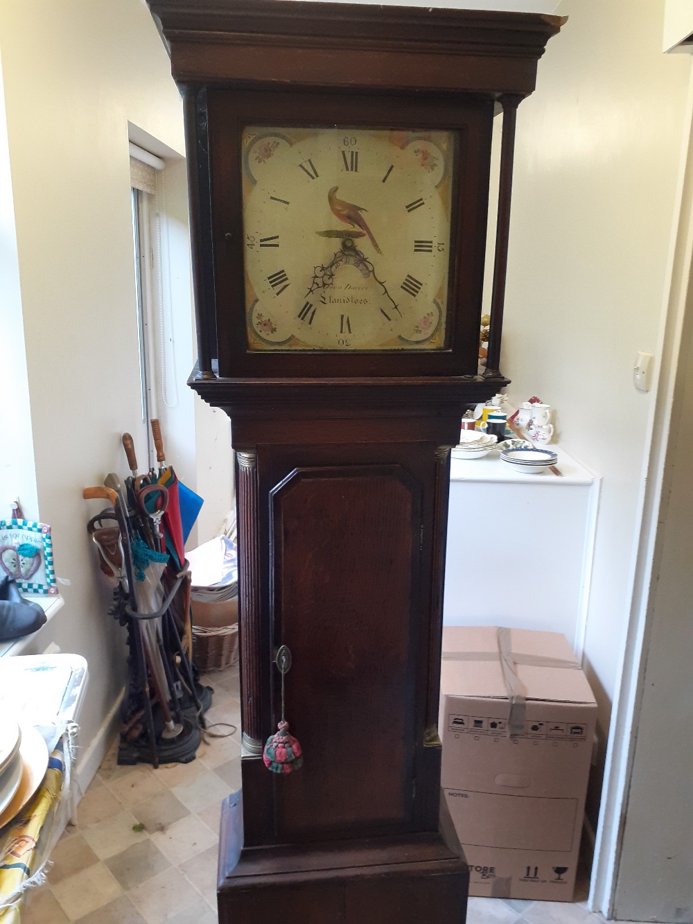 An Early 19th Century Oak Cased 30 hour long case clock by Owen Davies Llanidloes Longbridge St (183