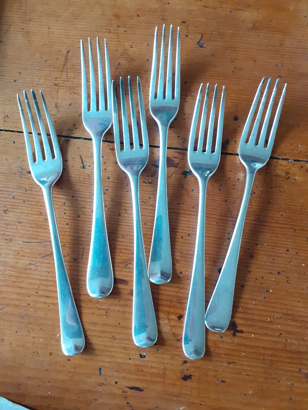 Six odd Georgian Old English Desert Forks different London makers