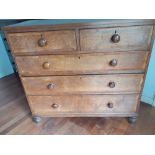 A Victorian Oak chest of five drawers
