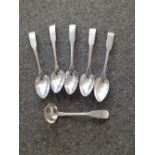 Five Georgian Scottish Silver fiddle desert spoons John Graham Edinburgh 1807.