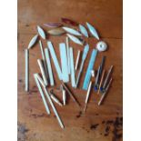 A Collection of bone mother of pearl/ wooden/ plastic sewing items all ages.
