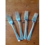 Four matching Georgian Old English Desert Forks WF London