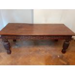 A made up oak refectory table of different periods some early.