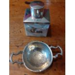 Silver tea canister with applied mother of Pearl decoration (two pieces Missing) London 1915 Silver