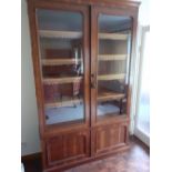 Early Victorian Walnut Veneer two glass door bookcase