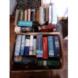 Ten boxes of remaining books mixed titles and ages together with a box of piano sheet music.