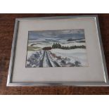 Peter Reddick Road to LLaethdy signed watercolour C1980 framed