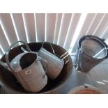 Collection of galvanised buckets, watering cans etc