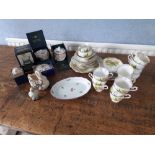 A 1930s Royal Albert tea set painted garden scene 43 pieces Meissen dish wade figure of a butcher e