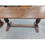 A REPRODUCTION OAK REFECTORY TABLE 72" L X 30" W