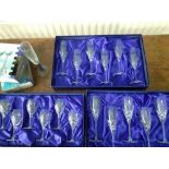 12 large Royal Doulton cut glass wine glasses together with 6 smaller all boxed together