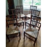 A set of six 18/19th century spindle back dining chairs