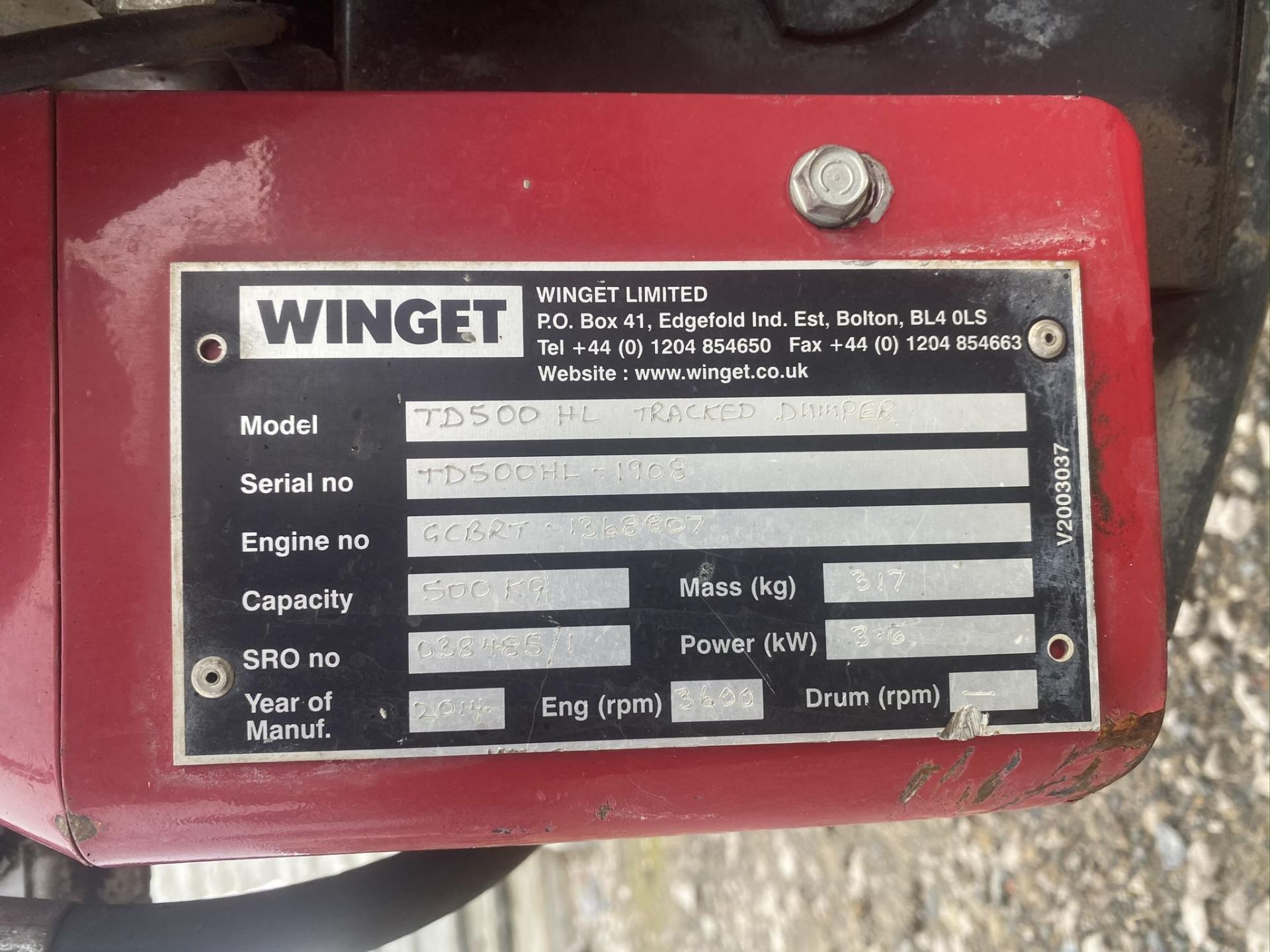 2014 WINGET TRACKED DUMPER - Image 8 of 8