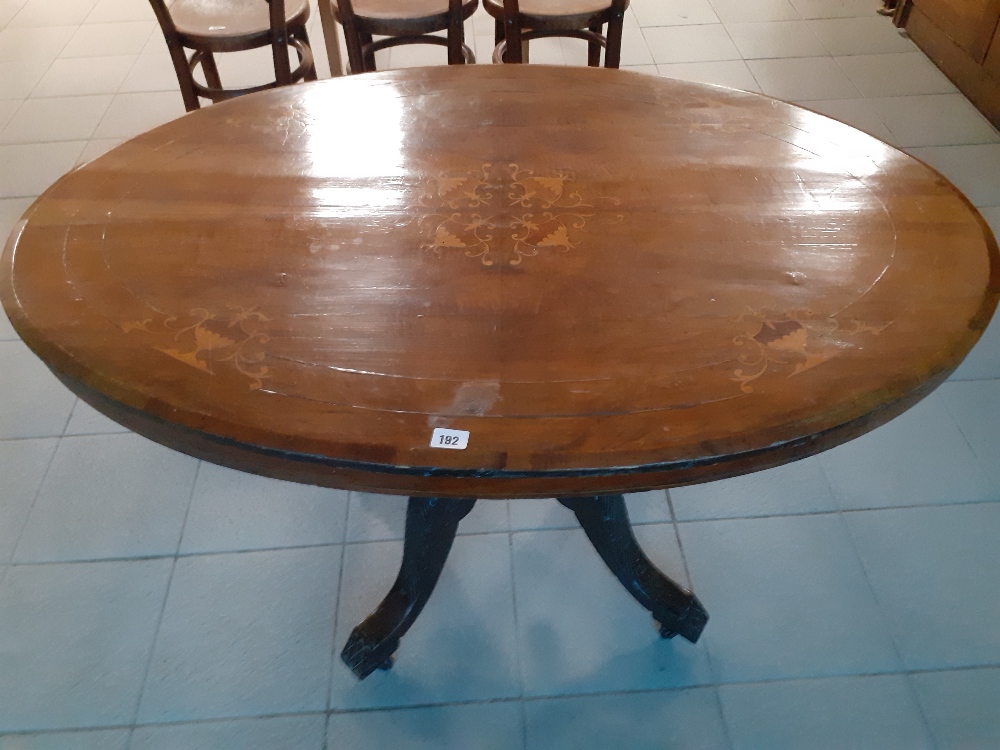 A mid 19th century mahogany inlaid loo table