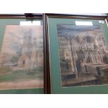 After J Parker two framed copies of Llanmerewig church and interior.17" x 20"