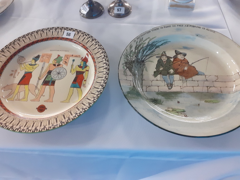 56 Two Royal Doulton Seriesware plates one depicting an Egyptian scene the other rustic fishermen.