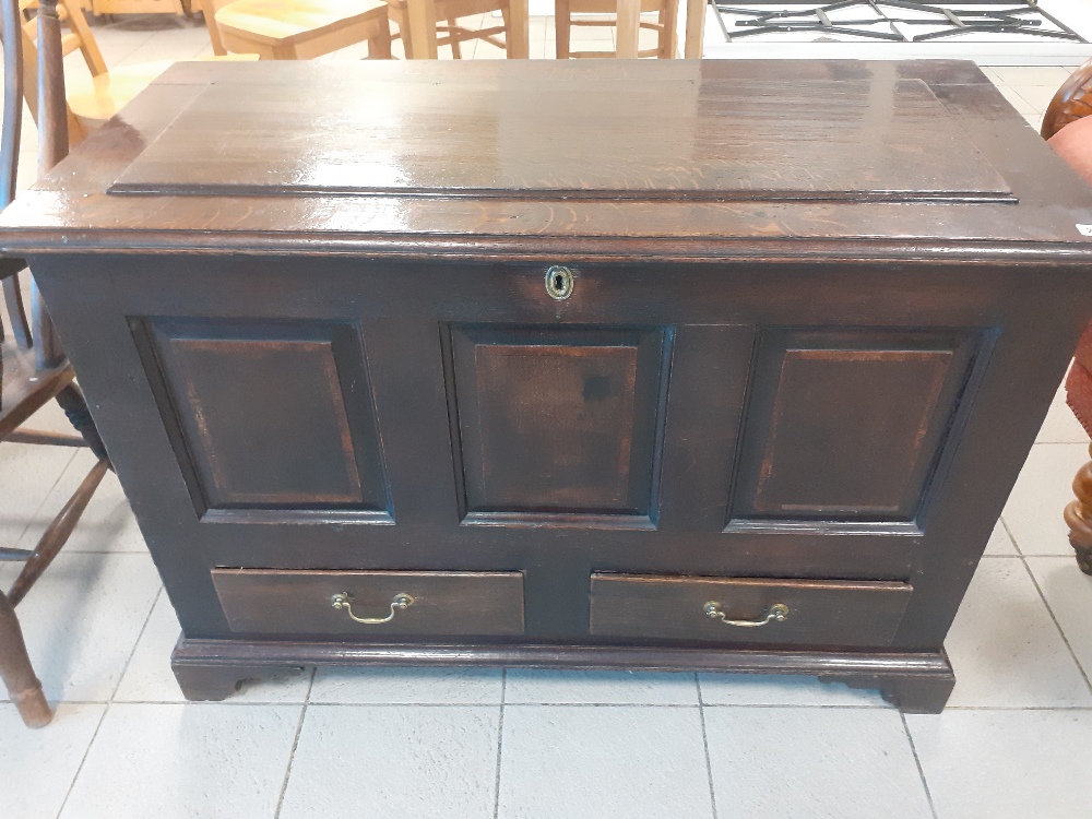 A late 18th/early 19th century oak coffer with two drawers 20.5"x 45"x31"h