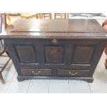 A late 18th/early 19th century oak coffer with two drawers 20.5"x 45"x31"h