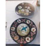 A Victorian Hancox Worcester hand painted plate of Anemones together with a hand painted plate.