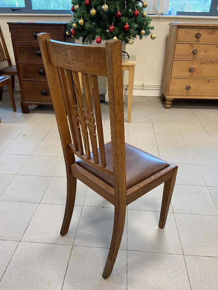 6 Edwardian oak dining chairs - Image 5 of 5