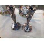 A pair of loaded silver candlesticks Birmingham 1932.7"high