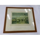 Alfred Munnings horses outside the bell hotel. signed print 23" x 26"h