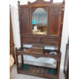 A Victorian gothic carved oak hall stand from Glanmeheli Farm, Kerry in 1975 50"x13"x81"