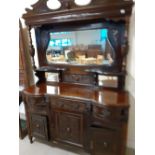 A Victorian carved mirror back sideboard 19"x50"x94
