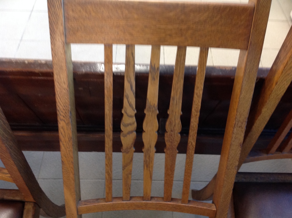 6 Edwardian oak dining chairs - Image 3 of 5