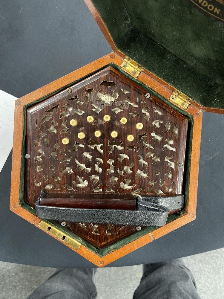 A Victorian Lachenal and co concertina in original wooden case. Excellent condition. - Image 8 of 10