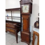 An early 19th century oak/mahogany banded long case clock by Mathews Jnr Welshpool 81"high