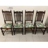 Four oak barley twist dining chairs