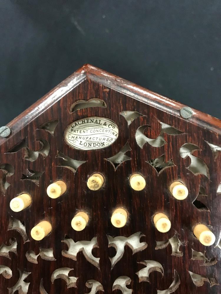 A Victorian Lachenal and co concertina in original wooden case. Excellent condition. - Image 7 of 10