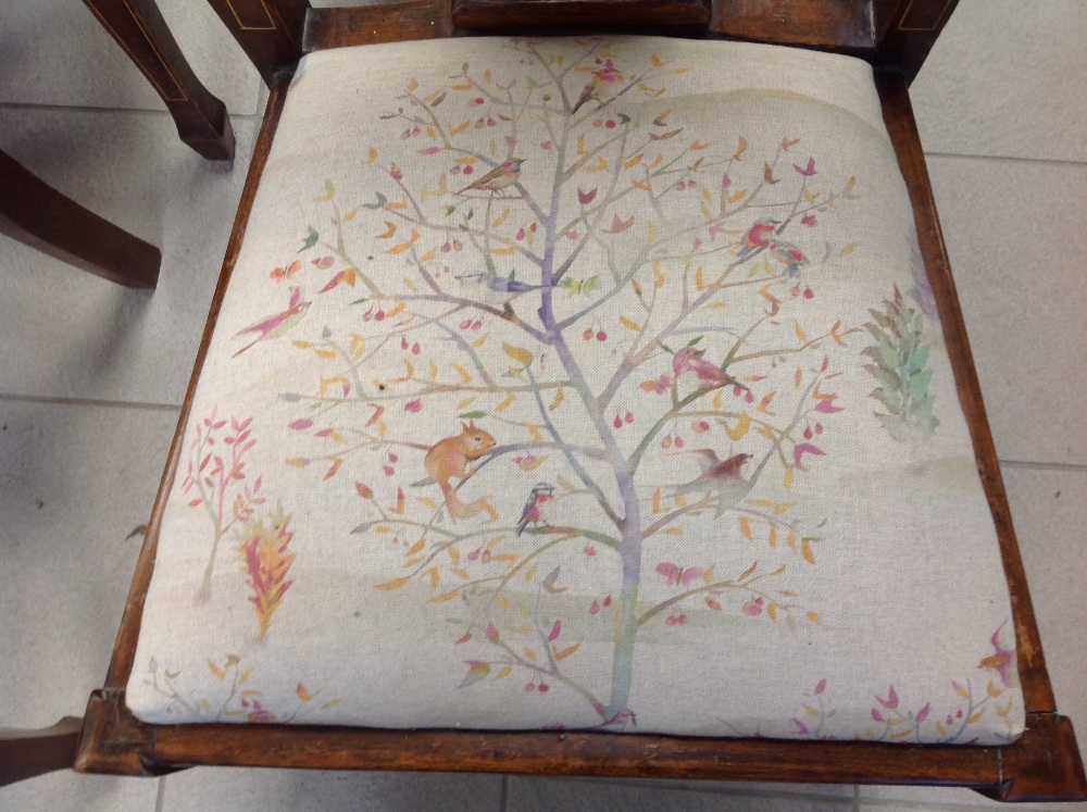 Four Edwardian dining chairs with inlaid splat backs - Image 2 of 3