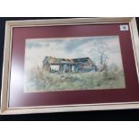 Trevor Parkin (see description) rustic barn signed watercolour 20"x 14.5" high