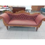 A late Victorian chaise upholstered.