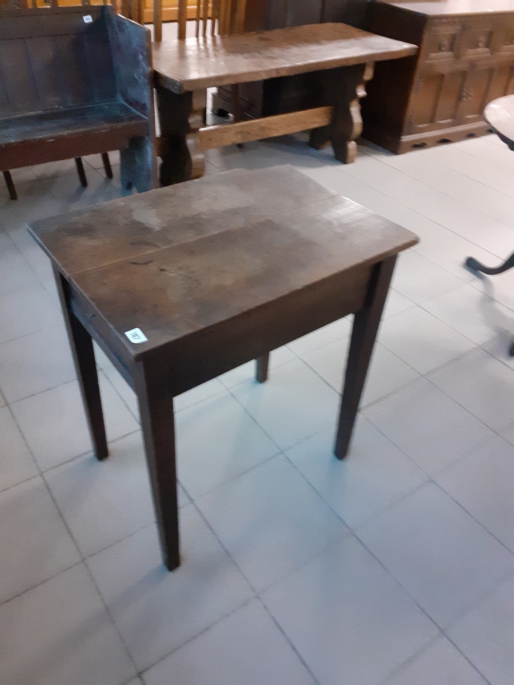 A Victorian oak side table with single drawer.damaged 26"x19x29"h