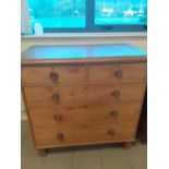 A victorian Pine chest of 5 drawers 22"x43"x44"h