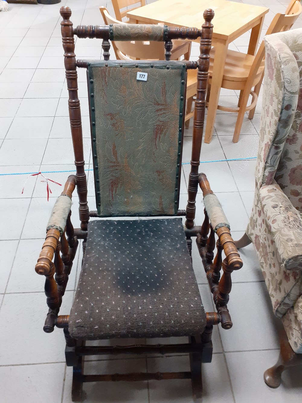 A Victorian bobbin turned rocking chair