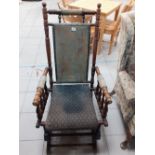 A Victorian bobbin turned rocking chair