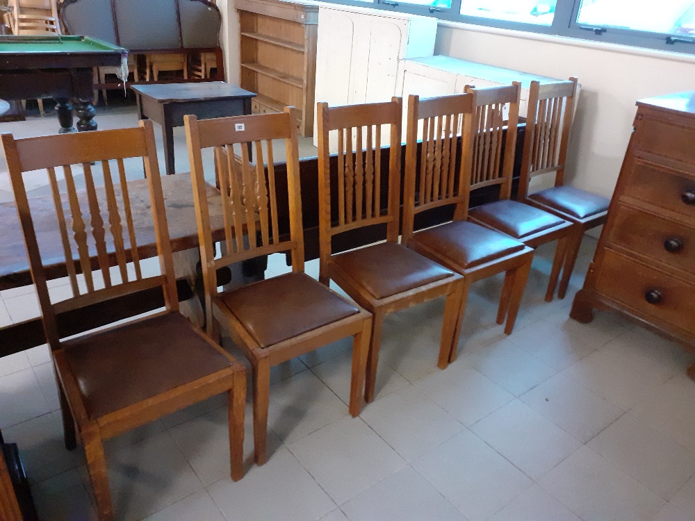 6 Edwardian oak dining chairs