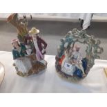 Two 19th century Staffordshire flatback figures of courting couples.