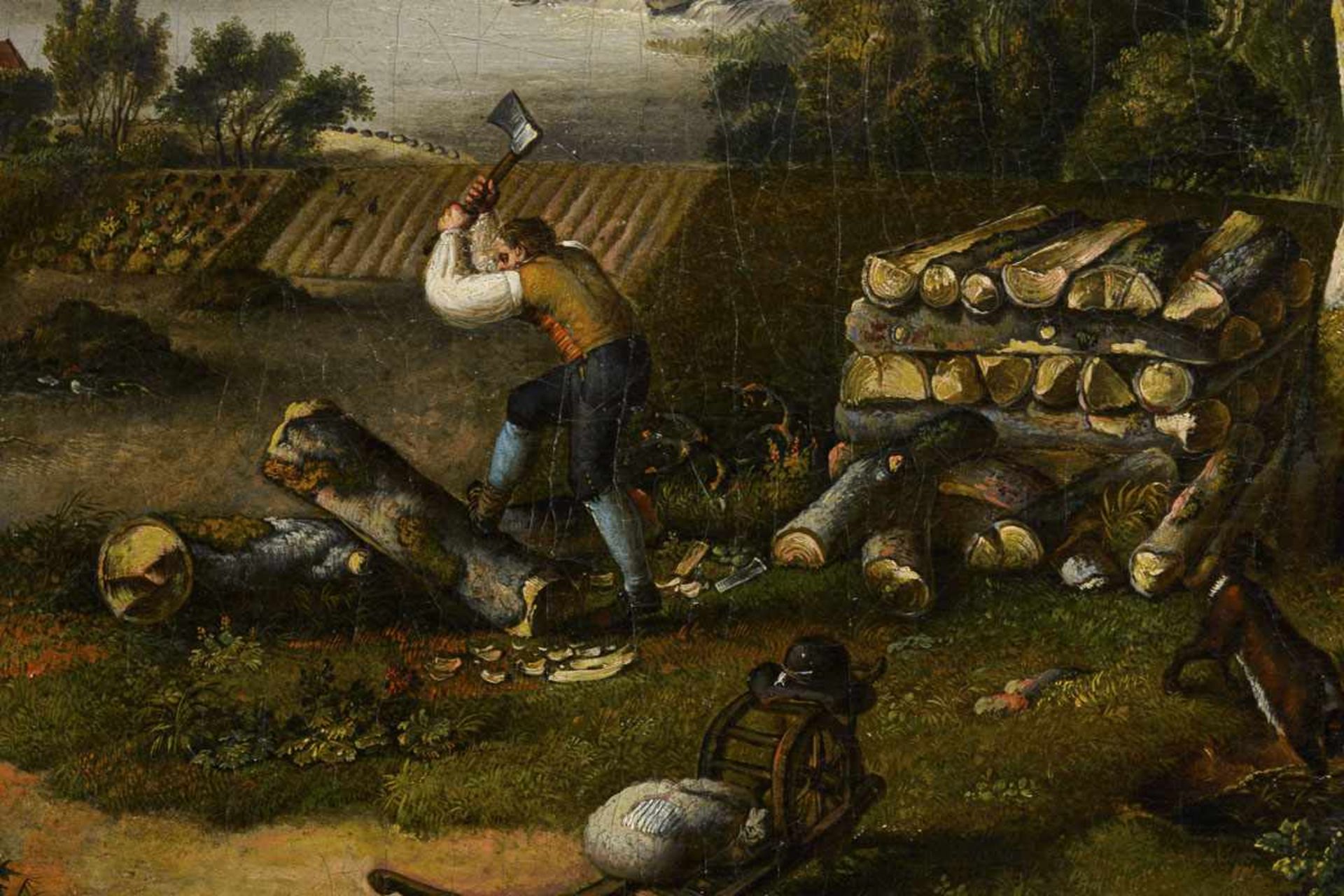 Barocker Maler 18. Jh.: Holzfäller in hügeliger Landschaft nahe Ruine <b - Bild 3 aus 5